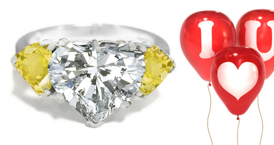 engagement rings with heart diamond and heart yellow sapphires