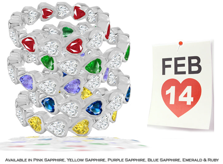 eternity rings with heart rubies and diamonds