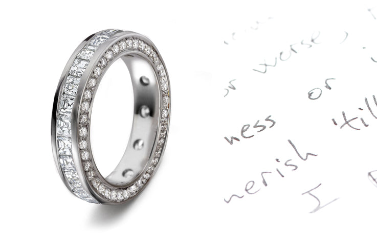 stackable eternity ring with princess cut and round diamonds