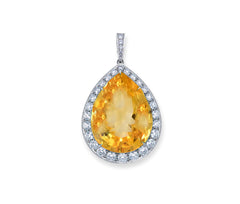 1 custom unique pears yellow sapphire and diamond halo pendants