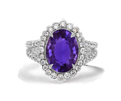 10 custom made purple sapphire and diamond vintage halo engagement rings