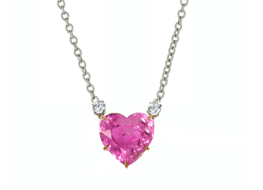 10 custom unique heart pink sapphire and diamond pendants