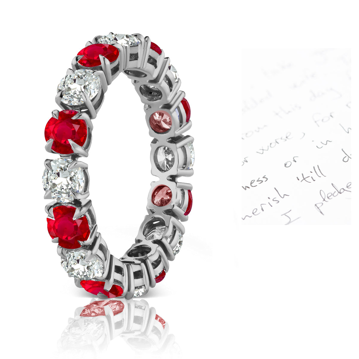 Custom Stackable Ruby & Diamond Half Eternity Ring 5mm – Custom Made Rings
