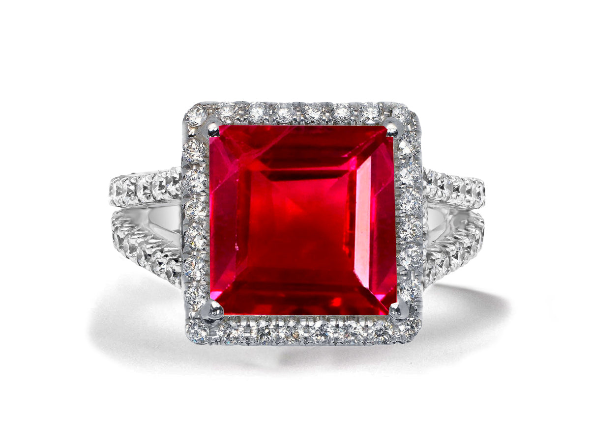 11 custom made ruby and diamond vintage halo engagement rings