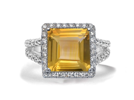 11 custom made yellow sapphire and diamond vintage halo engagement rings