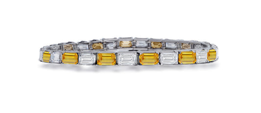 11 custom unique alternating baguette yellow sapphire and diamond tennis bracelet