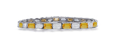 11 custom unique alternating baguette yellow sapphire and diamond tennis bracelet