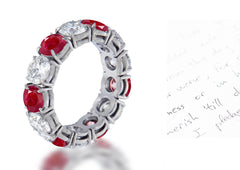 110 custom made unique stackable alternating round cut ruby diamond prong set eternity ring