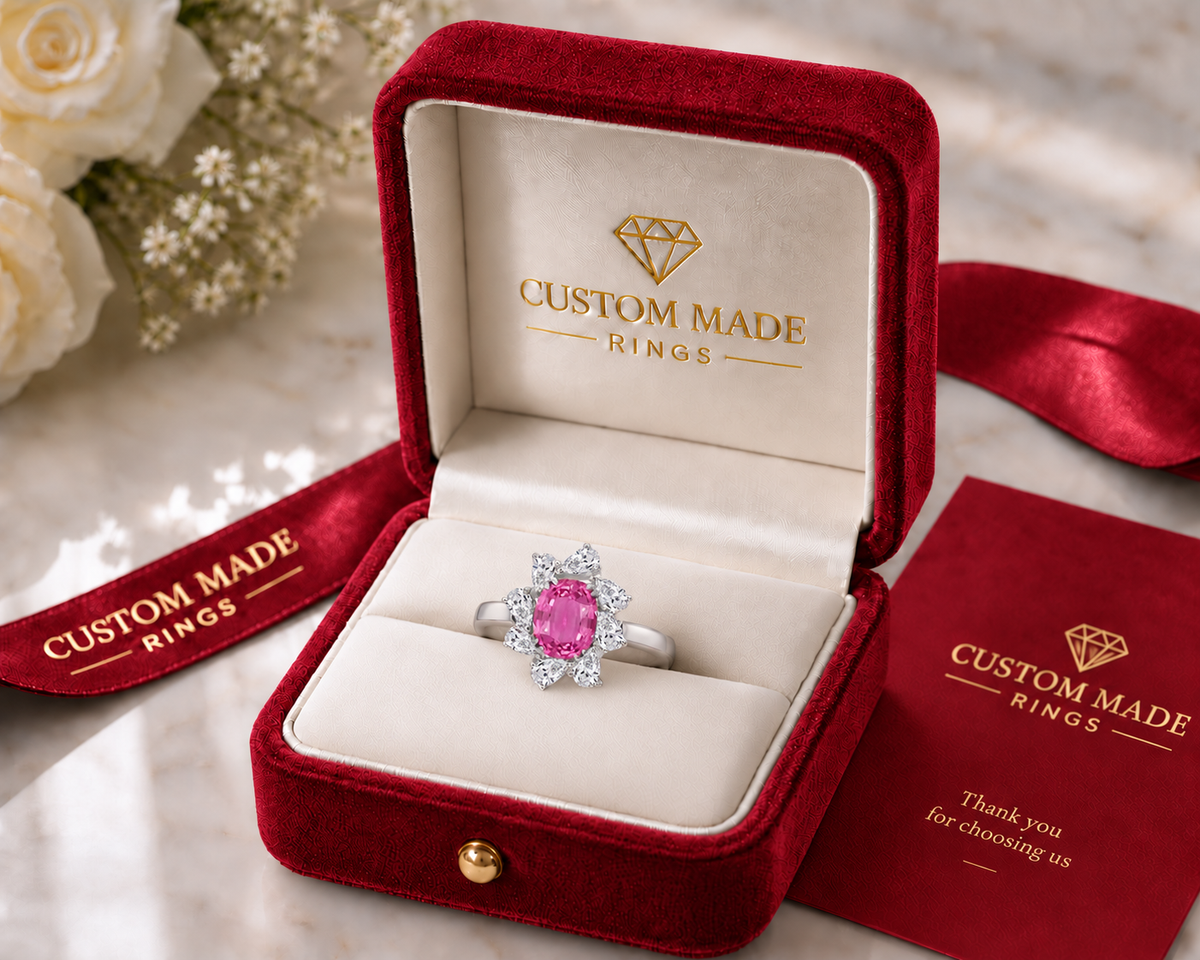 New 2026 16 custom made unique affordable pink sapphire diamond accents engagement rings