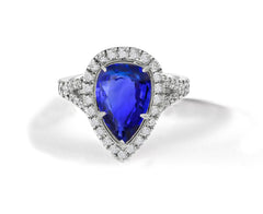 12 custom made blue sapphire and diamond vintage halo engagement rings