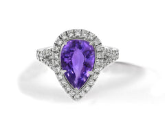 12 custom made purple sapphire and diamond vintage halo engagement rings