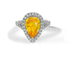 12 custom made yellow sapphire and diamond vintage halo engagement rings