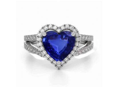 1223 custom made vintage inspired blue sapphire and diamond floral halo engagement rings