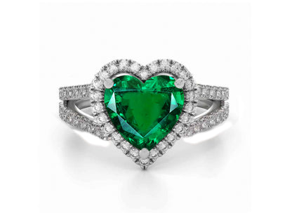 1223 custom made vintage inspired emerald and diamond floral halo engagement rings