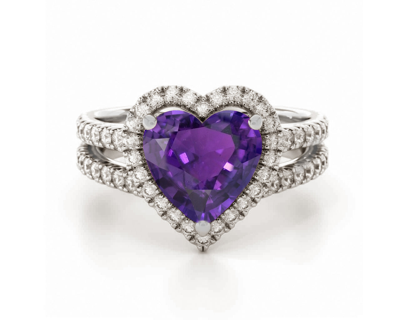 1224 custom made vintage inspired purple sapphire and diamond floral h ...