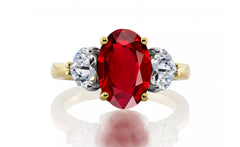 1226 custom made vintage inspired ruby and diamond floral halo three stone engagement rings