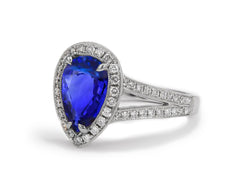 13 custom made blue sapphire and diamond vintage halo engagement rings