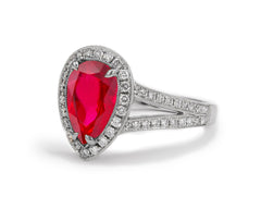 13 custom made ruby and diamond vintage halo engagement rings