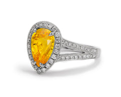 13 custom made yellow sapphire and diamond vintage halo engagement rings