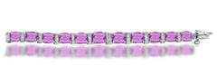 13 custom unique alternating oval pink sapphire and diamond halo tennis bracelet