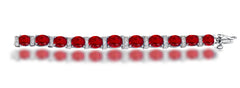 13 custom unique alternating oval ruby and diamond halo tennis bracelet