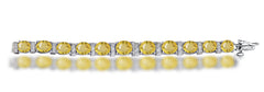 13 custom unique alternating oval yellow sapphire and diamond halo tennis bracelet