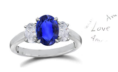 140 custom made unique oval blue sapphire center stone and oval diamond side three stone engagement ring