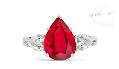 150 custom made unique pear ruby center stone and pear diamond accents three stone engagement ring