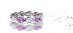 172 custom elegant stackable alternating pear shaped pink sapphire and diamond eternity band wedding anniversary ring