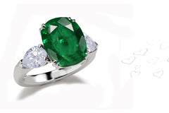 180 custom made unique cushion cut emerald center stone and pear cut diamond accents three stone engagement ring