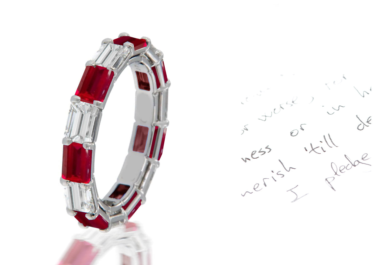 186 custom elegant stackable alternating baguette cut ruby and diamond eternity band wedding anniversary ring