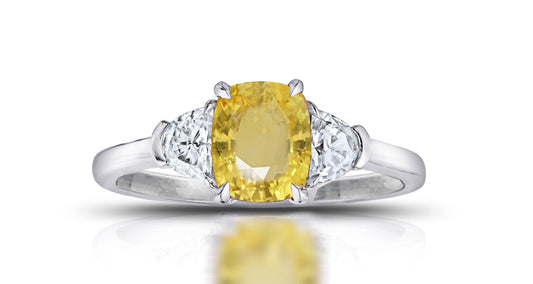 194 custom made unique oval yellow sapphire center stone and half moon diamond accents three stone engagement ring