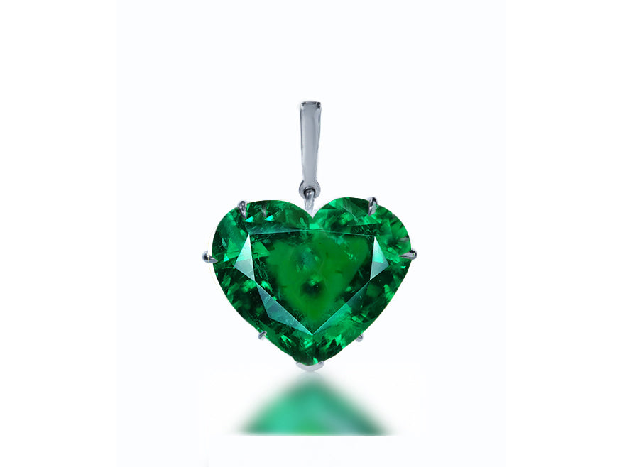 2 custom unique heart emerald pendants