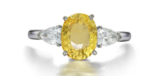 201 custom made unique oval yellow sapphire center stone and pear shaped diamond accents three stone engagement ring1