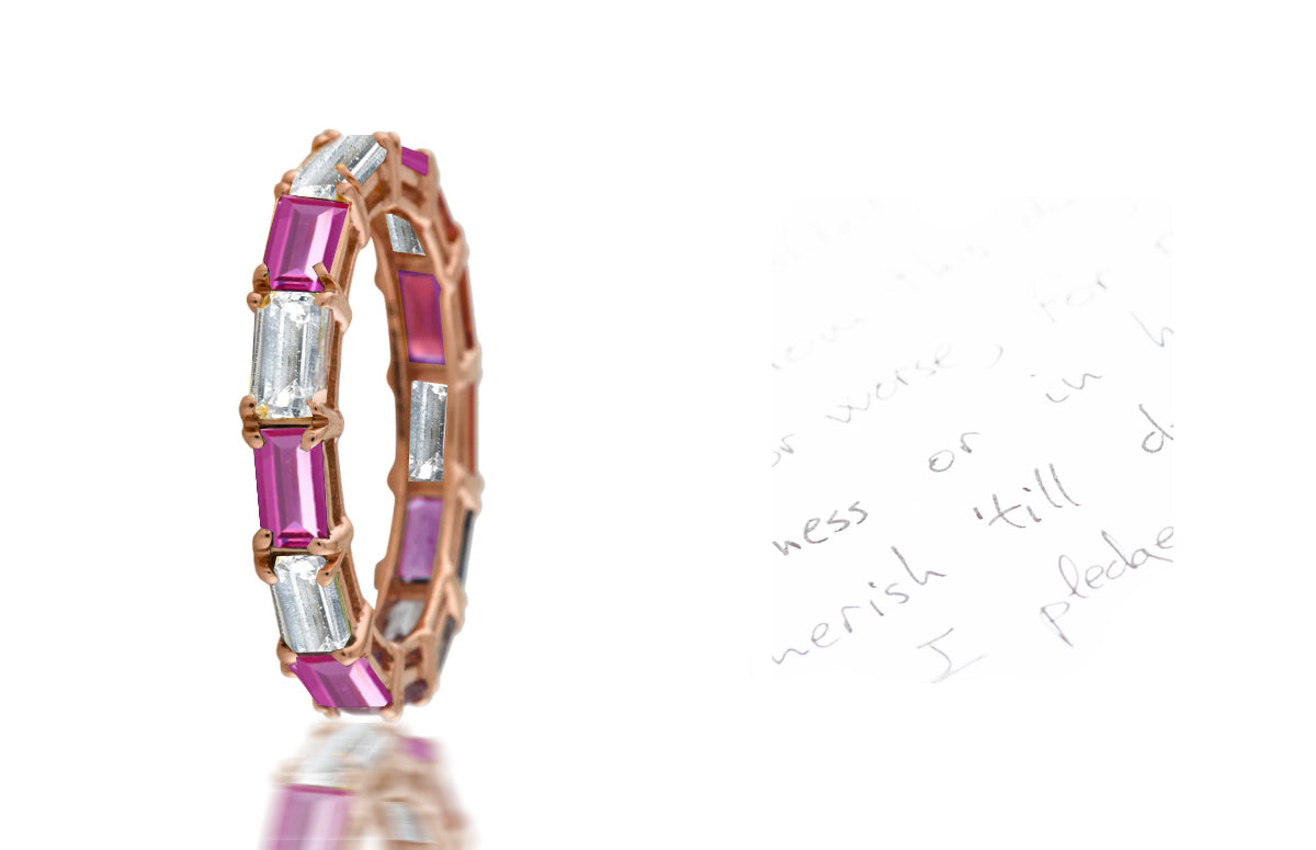 Stackable Pink Sapphire & Diamond Eternity Ring Size 6 – Custom Made Rings
