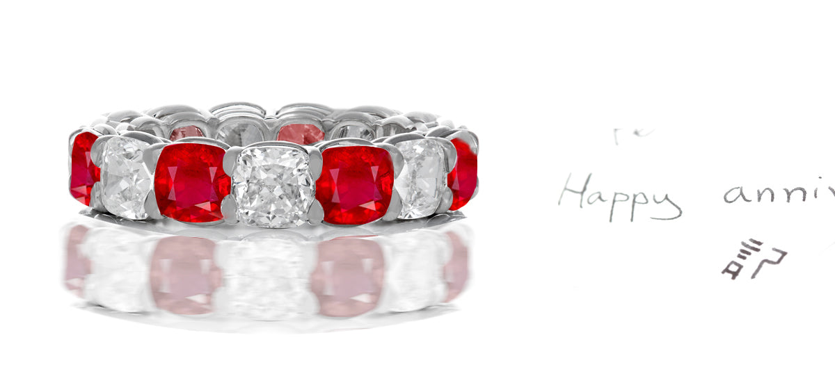 Ruby Stackable Aniversary Rings Custom Unique Stackable Ruby & Diamond Eternity Rings – Custom Made Rings