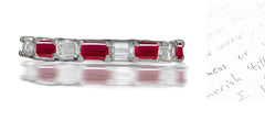 222 custom made stackable alternating baguette cut ruby and diamond eternity band ring