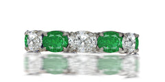 223 custom made stackable alternating oval cut emerald and diamond eternity band ring