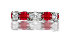 223 custom made stackable alternating oval cut ruby and diamond eternity band ring