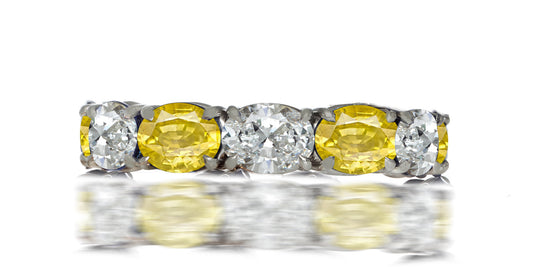 223 custom made stackable alternating oval cut yellow sapphire and diamond eternity band ring