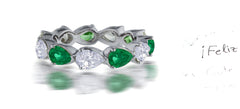 239 custom made unique stackable alternating marquise emerald and diamond eternity band ring