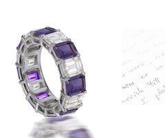 246 custom elegant stackable alternating emerald cut purple sapphire and diamond eternity band wedding anniversary ring