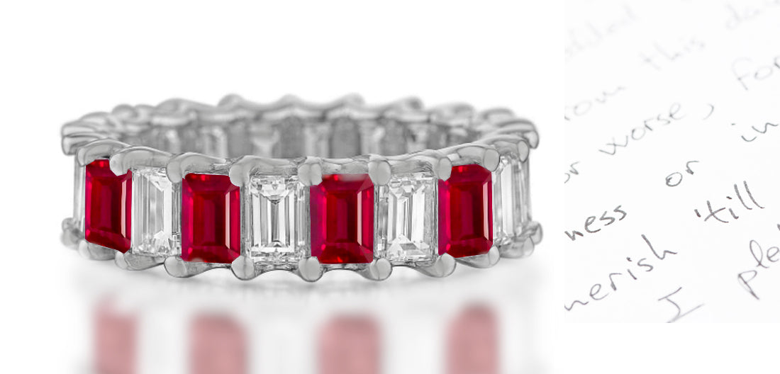 Ruby Stackable Aniversary Rings Custom Stackable Ruby & Diamond Half Eternity Rings – Custom Made Rings