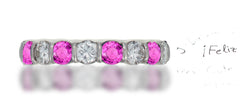 278 custom elegant stackable alternating round pink sapphire and diamond bar set eternity band wedding anniversary ring