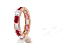 283 custom elegant stackable alternating baguette ruby and diamond bezel set eternity band wedding anniversary ring