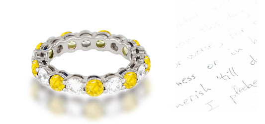 285 custom elegant stackable alternating round yellow sapphire and diamond prong set eternity band wedding anniversary ring1