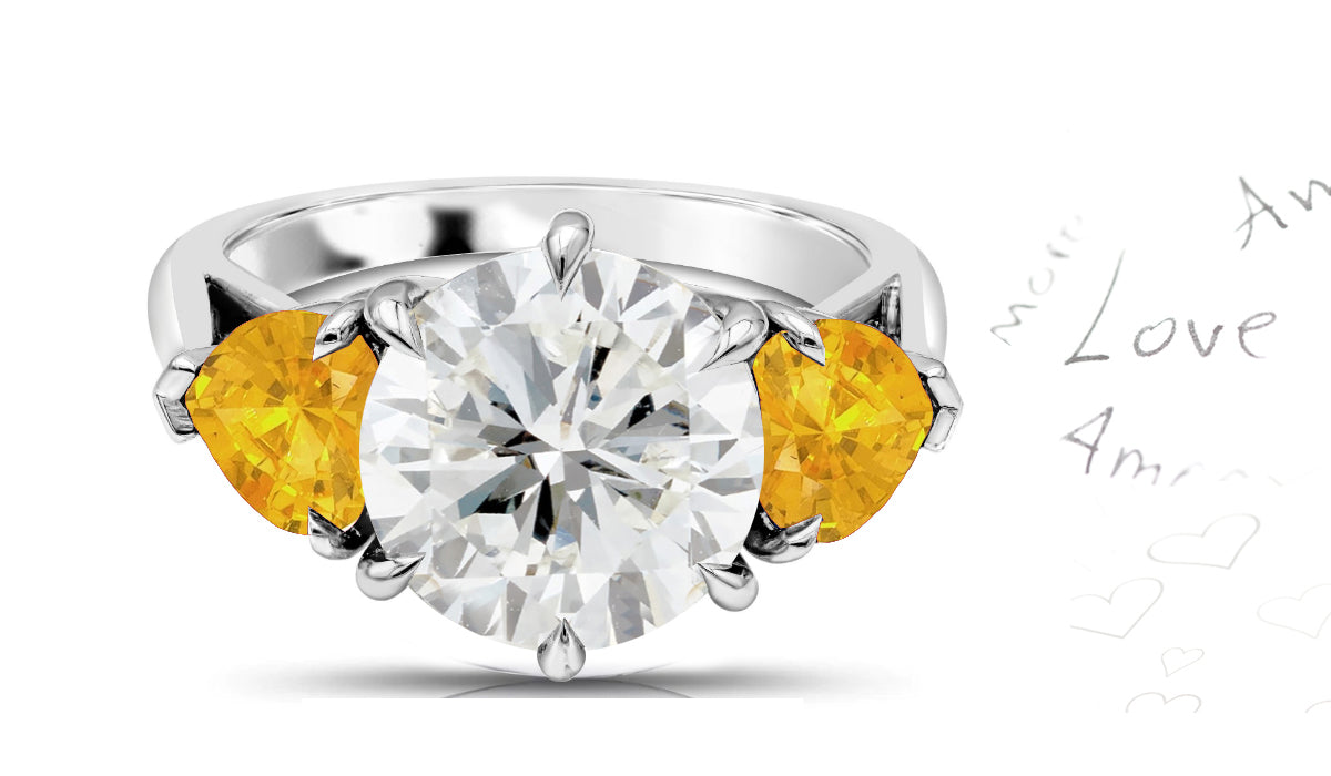 Yellow Sap Rocks 301 custom made unique round diamond center stone and heart yellow sap ...