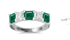 308 custom made unique asscher cut emerald diamond five stone anniversary ring