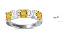 308 custom made unique asscher cut yellow sapphire diamond five stone anniversary ring