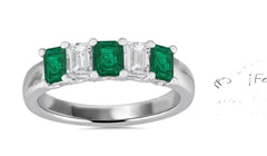 310 custom made unique emerald cut emerald and diamond five stone anniversary ring